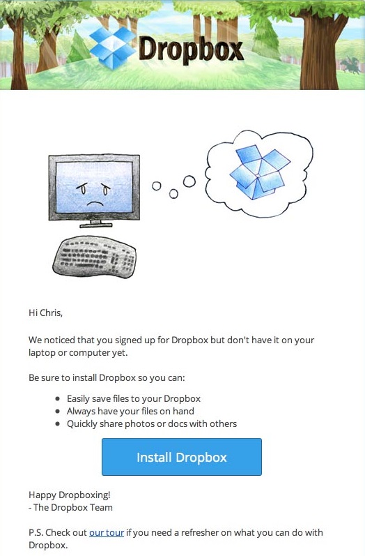 retention email from Dropbox